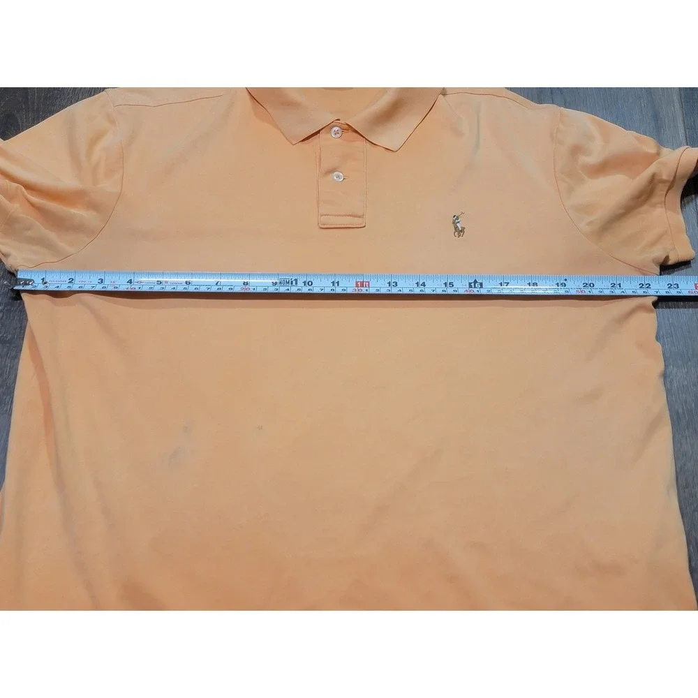 Polo Ralph Lauren Mens Orange Pima Interlock Cotton Short Sleeve Polo Shirt L